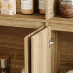 Meuble de Rangement de Cuisine Grande Capacité Famapy 70.9, 12 Étagères Ouvertes et Rangement à 6 Portes, Vaisselier Finition Chêne pour Cuisine et Salle à Manger