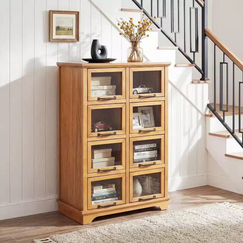 Christopher Knight Home Bradley Armoire de Rangement Moderne de Style Ferme en Bois avec 8 Portes Vitrées
