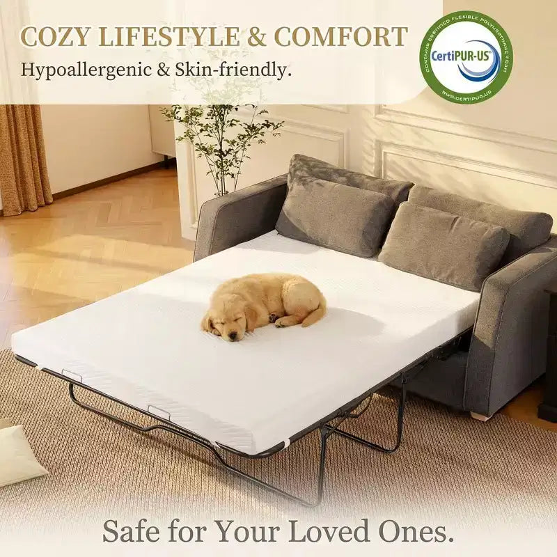 Surmatelas Dyonery de 10 cm pour canapé-lit double, en mousse à mémoire de forme au gel rafraîchissant avec housse lavable, certifié CertiPUR-US pour les canapés convertibles