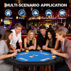 Table de poker pliante de 48 pouces, Table de jeu octogonale avec bords rembourrés, Porte-gobelets en acier inoxydable, Pieds repliables, 8 joueurs pour le Texas Hold'em