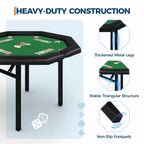 Table de poker pliante de 48 pouces, Table de jeu octogonale avec bords rembourrés, Porte-gobelets en acier inoxydable, Pieds repliables, 8 joueurs pour le Texas Hold'em
