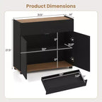 Costway Bahut de Cuisine avec Rangement, Tiroir et Portes Push-to-Open Noir/Blanc