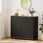 Costway Bahut de Cuisine avec Rangement, Tiroir et Portes Push-to-Open Noir/Blanc