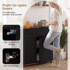 Costway Bahut de Cuisine avec Rangement, Tiroir et Portes Push-to-Open Noir/Blanc