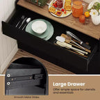 Costway Bahut de Cuisine avec Rangement, Tiroir et Portes Push-to-Open Noir/Blanc