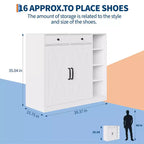 COZONY 39 Armoire à chaussures de ferme avec portes coulissantes et tiroirs, Organisateur de chaussures d'entrée avec étagères réglables et rangements ouverts