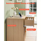 VEVOR Table de Chevet Cannelée avec Station de Recharge, 3 Tiroirs, Commode de Chambre, Table d'Appoint Mid-Century Moderne, Commode, Marron