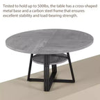 Table à manger ronde de 119 cm pour 4 personnes, table à manger de cuisine circulaire sur pied, table peu encombrante pour cuisine et salle à manger en bois