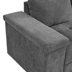 Canapé-lit sectionnel convertible Whisen avec rangement, ensemble de canapé-lit escamotable avec rangement caché - Gris
