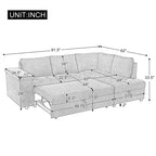 Canapé-lit sectionnel convertible Whisen avec rangement, ensemble de canapé-lit escamotable avec rangement caché - Gris