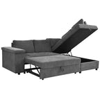 Canapé-lit sectionnel convertible Whisen avec rangement, ensemble de canapé-lit escamotable avec rangement caché - Gris