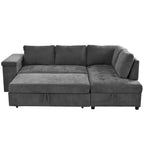 Canapé-lit sectionnel convertible Whisen avec rangement, ensemble de canapé-lit escamotable avec rangement caché - Gris