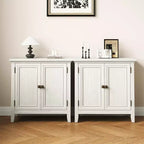 Buffet de cuisine avec portes, étagères réglables, blanc