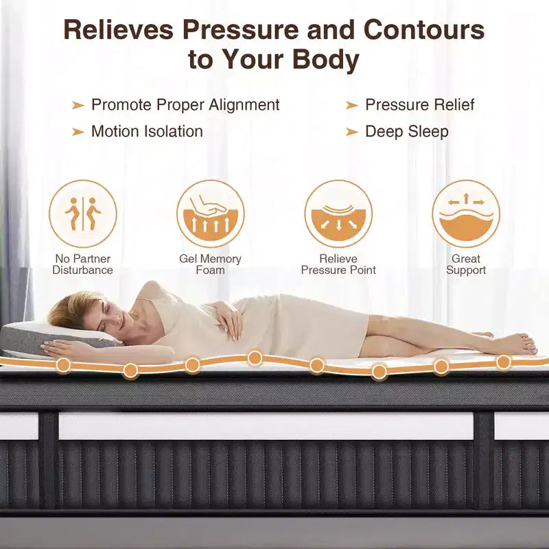 Matelas hybride à ressorts intérieurs King Size, 14 pouces, en mousse à mémoire de forme, plusieurs tailles disponibles