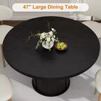 Table à manger ronde de ferme 47 pour 4-6 personnes, étagère de rangement à 2 niveaux et tiroir, table circulaire peu encombrante, idéale pour la salle à manger, la cuisine, le salon