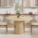 Table à manger ronde de ferme 47 pour 4-6 personnes, étagère de rangement à 2 niveaux et tiroir, table circulaire peu encombrante, idéale pour la salle à manger, la cuisine, le salon