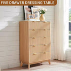 Commode 5 tiroirs cannelée pour chambre à coucher, commode moderne avec poignée en métal, organiseur de tiroirs en bois pour chambre à coucher, salon, couloir