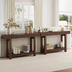 Console de style campagnard avec plateau cannelé pour entrée, table d'entrée avec étagère de rangement, table de canapé style campagnard pour salon, couloir, derrière le canapé