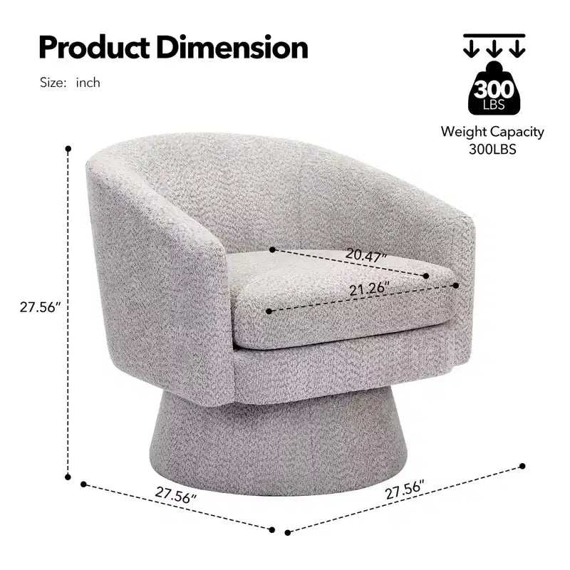 Fauteuil pivotant à 360° pour la lecture avec rangement caché, fauteuil de salon rotatif en tissu chenille pour le salon, la chambre et le bureau à domicile