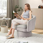 Fauteuil pivotant à 360° pour la lecture avec rangement caché, fauteuil de salon rotatif en tissu chenille pour le salon, la chambre et le bureau à domicile