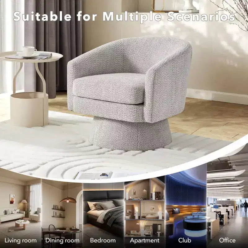 Fauteuil pivotant à 360° pour la lecture avec rangement caché, fauteuil de salon rotatif en tissu chenille pour le salon, la chambre et le bureau à domicile