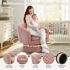 Fauteuil pivotant à 360° pour la lecture avec rangement caché, fauteuil de salon rotatif en tissu chenille pour le salon, la chambre et le bureau à domicile