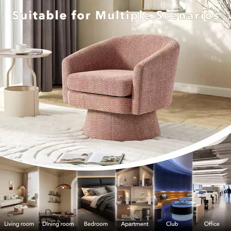 Fauteuil pivotant à 360° pour la lecture avec rangement caché, fauteuil de salon rotatif en tissu chenille pour le salon, la chambre et le bureau à domicile
