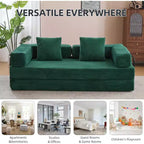 MooxvMoo Canapé-lit convertible, futon en velours côtelé avec oreiller, pour salon et chambre, vert