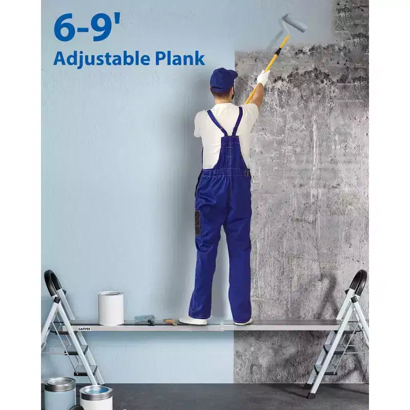 Planche télescopique en aluminium, capacité 200 kg, plateforme extensible réglable antidérapante et sangles de sécurité, accessoire d'échelle d'échafaudage léger