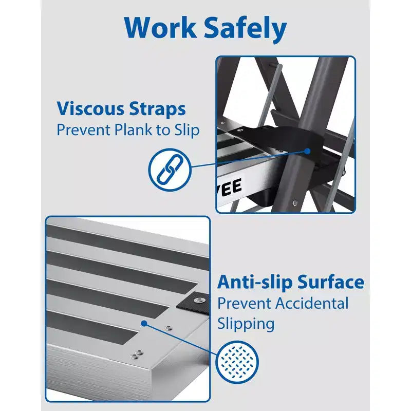 Planche télescopique en aluminium, capacité 200 kg, plateforme extensible réglable antidérapante et sangles de sécurité, accessoire d'échelle d'échafaudage léger