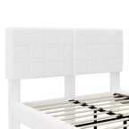Cadre de lit flottant en boucle blanche avec bande lumineuse LED, coins anti-collision et design surélevé facile à nettoyer pour chambres modernes, Queen