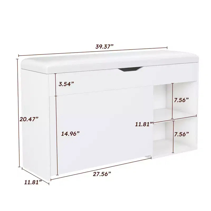 Meuble d'entrée FurnitureR avec rangement à chaussures, tiroirs à abattant à 3 niveaux, armoire dissimulée, organisateur peu encombrant, blanc