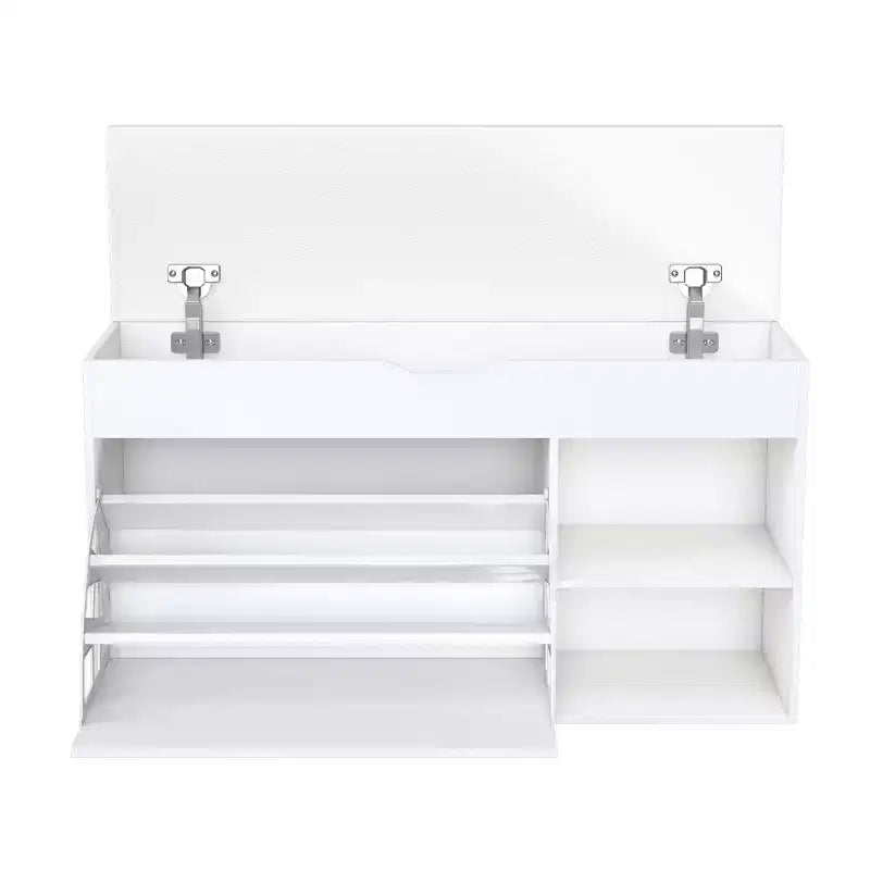 Meuble d'entrée FurnitureR avec rangement à chaussures, tiroirs à abattant à 3 niveaux, armoire dissimulée, organisateur peu encombrant, blanc