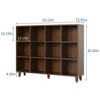 COZONY Étagère à Livres 12 Cubes, Bibliothèque Ouverte à 2 Niveaux, Organisateur d'Étagère Cubique Moderne en Bois pour Salon, Chambre à Coucher, Bureau, Marron Rétro