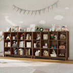 COZONY Étagère à Livres 12 Cubes, Bibliothèque Ouverte à 2 Niveaux, Organisateur d'Étagère Cubique Moderne en Bois pour Salon, Chambre à Coucher, Bureau, Marron Rétro