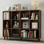 COZONY Étagère à Livres 12 Cubes, Bibliothèque Ouverte à 2 Niveaux, Organisateur d'Étagère Cubique Moderne en Bois pour Salon, Chambre à Coucher, Bureau, Marron Rétro