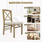 FurnitureR Lot de 2 chaises pliantes de salle à manger avec assise rembourrée, chaises pliantes pour cuisine, salle à manger, petit espace, chaises d'appoint peu encombrantes