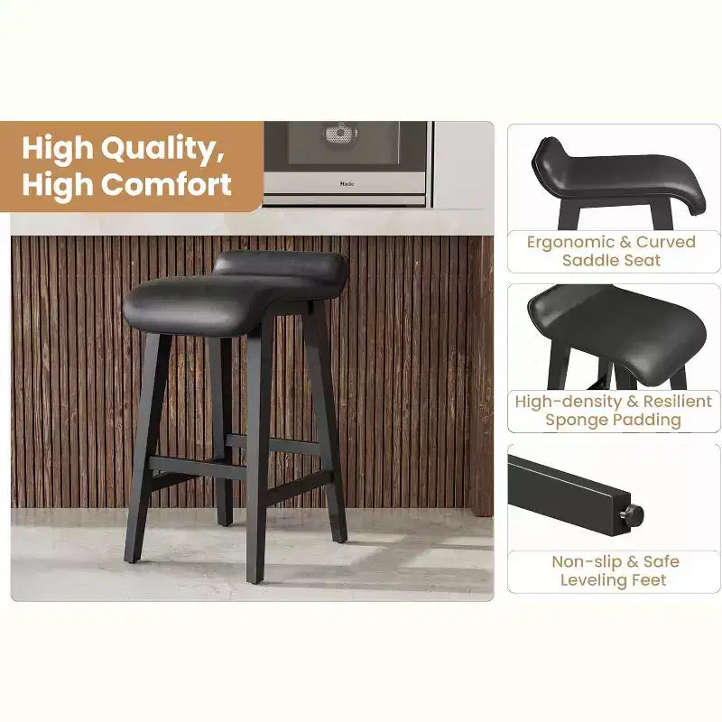 Ensemble de tabourets de bar, tabourets de bar hauteur comptoir, chaises de bar rembourrées avec dossier bas, repose-pieds, tabourets de bar modernes industriels avec coussin en cuir PU