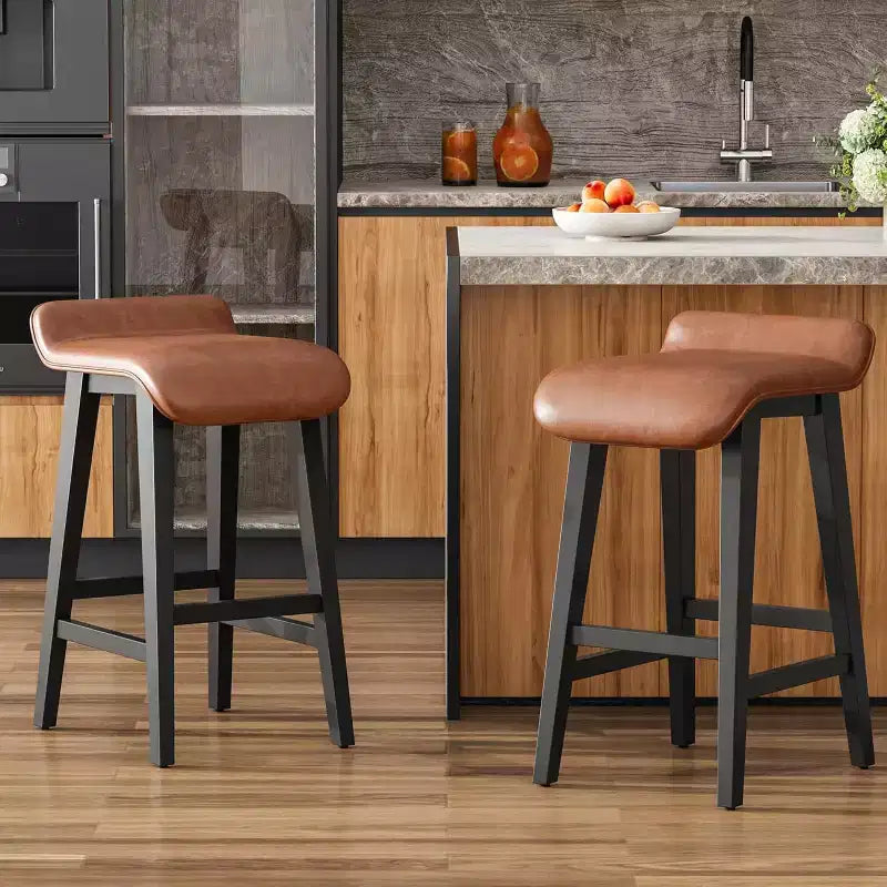 Ensemble de tabourets de bar, tabourets de bar hauteur comptoir, chaises de bar rembourrées avec dossier bas, repose-pieds, tabourets de bar modernes industriels avec coussin en cuir PU