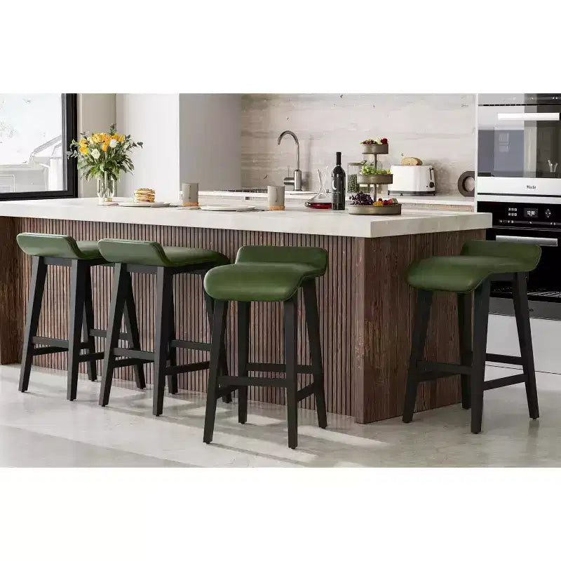 Ensemble de tabourets de bar, tabourets de bar hauteur comptoir, chaises de bar rembourrées avec dossier bas, repose-pieds, tabourets de bar modernes industriels avec coussin en cuir PU