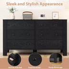 Commode en bois à 6 tiroirs pour chambre à coucher, Grand organiseur de rangement moderne pour salon, entrée, couloir