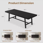 Table à manger industrielle extensible de 160 à 210 cm. Table de cuisine rectangulaire extensible pour 6-8 personnes. Cadre en métal pour salle à manger.
