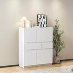 Meuble de rangement en bois blanc avec 4 portes et 2 tiroirs