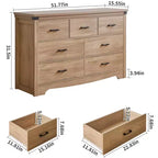 Commode de chambre à 7 tiroirs de style ferme, commodes de 79,8 cm de haut, commode rustique en bois avec poignée en métal, organisateur de rangement pour chambre.