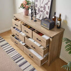 Commode de chambre à 7 tiroirs de style ferme, commodes de 79,8 cm de haut, commode rustique en bois avec poignée en métal, organisateur de rangement pour chambre.