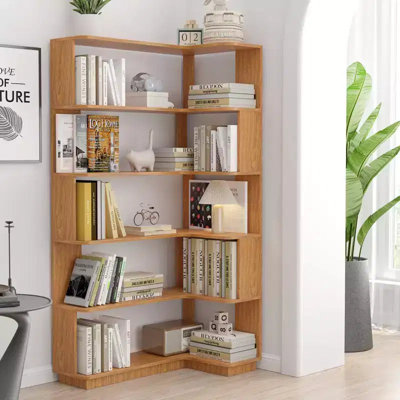 GDFStudio Tabbie 64H Bibliothèque d'angle autoportante à 5 étagères en forme de L