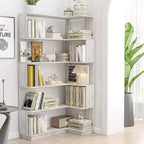 GDFStudio Tabbie 64H Bibliothèque d'angle autoportante à 5 étagères en forme de L