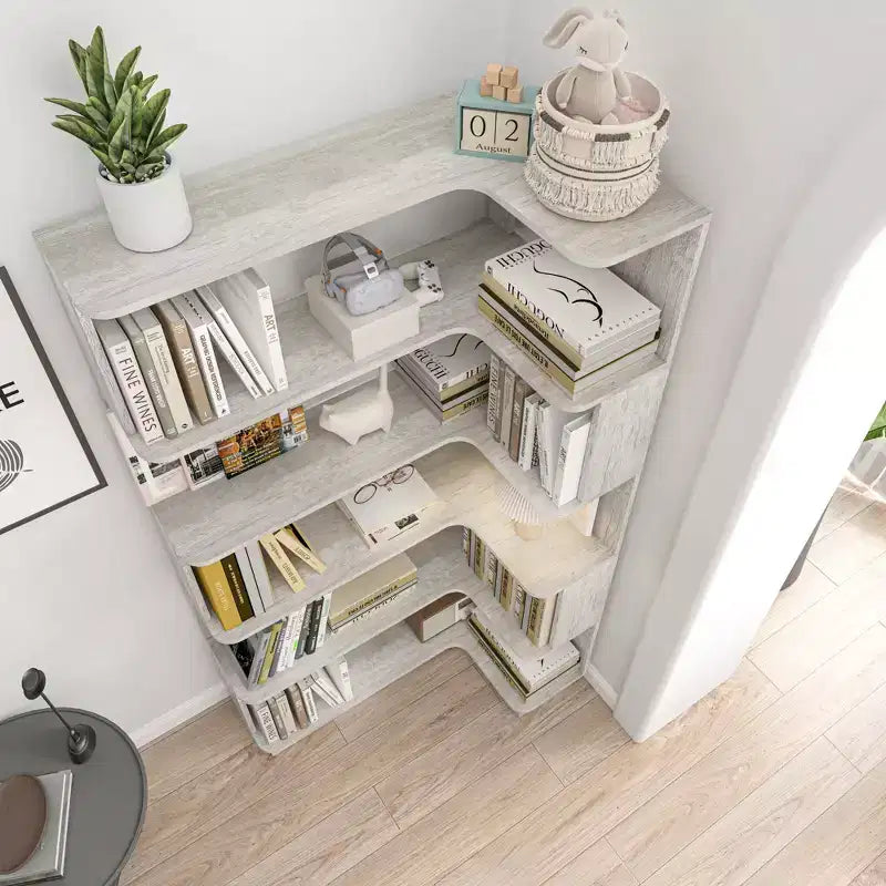 GDFStudio Tabbie 64H Bibliothèque d'angle autoportante à 5 étagères en forme de L