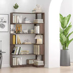 GDFStudio Tabbie 64H Freestanding Corner 5-Tier L-Shaped Bookshelf