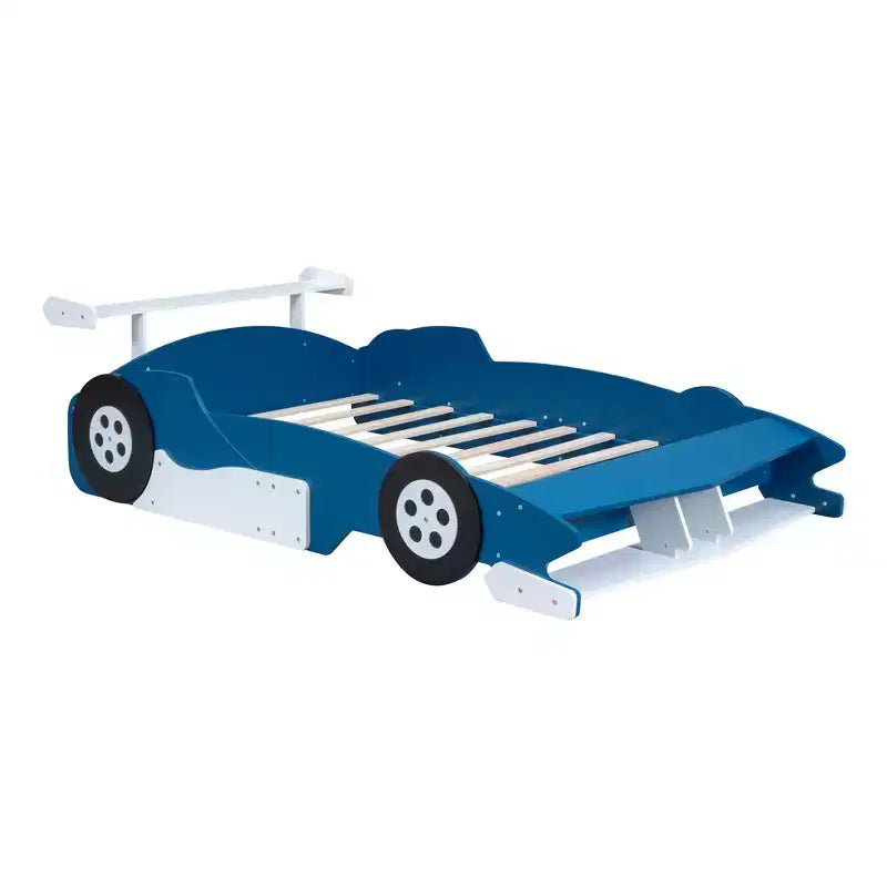 Lit Plateforme Luxystar en Forme de Voiture de Course avec Roues pour Chambre d'Enfant